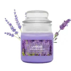 (90g) 실내방향제 향초 소이캔들 유리병 라벤더/콩원료/소형/향기있는/무독성/무드등/친환경/파라핀없는