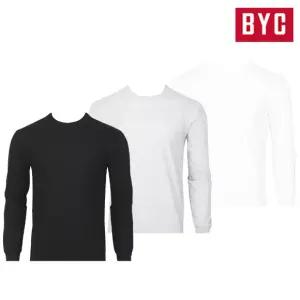 BYC 순면 긴팔 라운드티 기본 무지 흰색회색검정 학생
