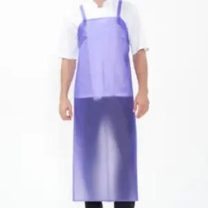 퍼플 양면 방수앞치마 H형 우레탄 롱 긴반투명 시장 정육점용 수산용 식당용 세척용 목걸이 요리 김장용