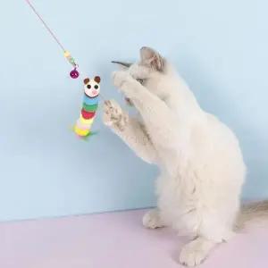 고양이 인터랙티브 낚시장난감 와이어 낚시대 애벌레 깃털 물고기