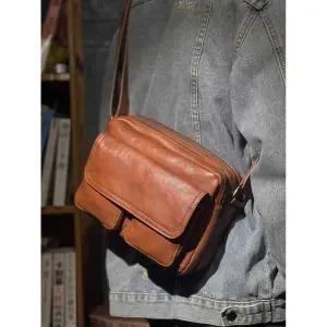 남성 크로스백 통가죽 수제 숄더백 업무 빈티지 수납 다크