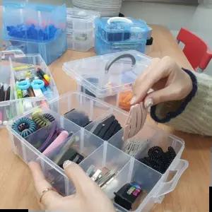 악세사리보관함 3단 칸분리 적층형 소품정리함 중형 반투명