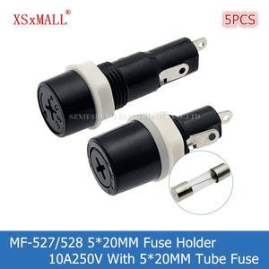 5PCS MF-527 5x20MM 퓨즈 홀더 10A250V 패널 장착 고온 방지 베이클라이트 튜브 포함)