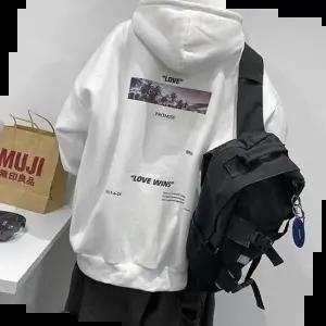 프린팅티셔츠 남성 2컬러 루즈핏 프린팅 포켓 기모 간절기 후드티