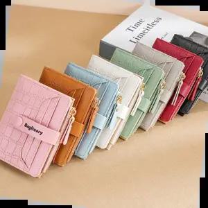 악어 가죽 패턴 메탈 스냅 버튼 로고 데일리 반지갑