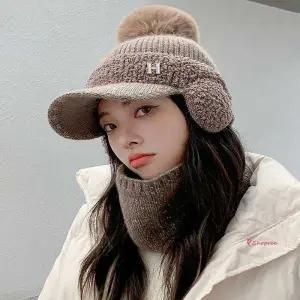 여성겨울모자털모자 귀도리 스키장 여자 방울 캡 니트 양털 귀달이캡 캠핑mno734