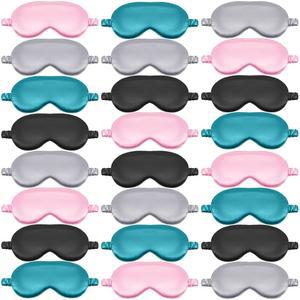게이가 24피스 실크 수면 마스크 부드러운 새틴 마스크와 남성 스트랩으로 편안한 여행용 낮잠(블랙, 눈가리개 그레이, 조절 가능한 수면을 그린, 아이섀도 신축성 위한 핑크)