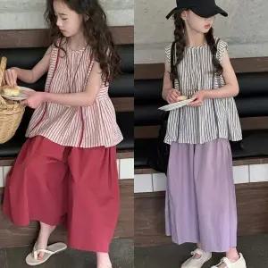 삐삐네옷가게 주니어 여아 여름 상하복 투피스 셋 블라우스 린넨 프릴 반팔 반바지 줄리엣바캉스 초등학생