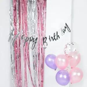 파티 파티장식 파티장식은박수술커튼 생일 장식 생일파티 2색믹스실버로즈골드