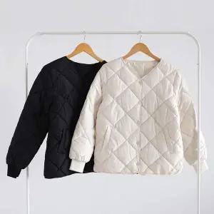 오버핏 CC93DB40 누빔 노카라 퀄팅 패딩 LM-0520