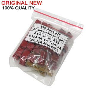 55개/세트 사각 플라스틱 퓨즈 모음 키트 392 0.5A 1A 2A 3.15A 4A 5A 6.3A 8A 250V 슬로우 블로우 튜브 세