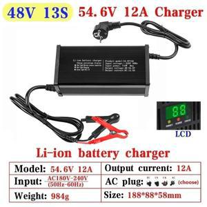 48V 5A 10A 리튬 배터리 충전기 13S 고출력 LCD 디스플레이 금속 쉘