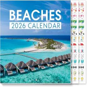 스카이듀 2026 월 캘린더 12 x24 오픈 2025년 11월부터 2026년 12월까지 14개월간 비치 스티커 두꺼운 종이