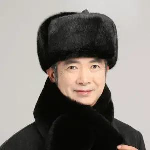 밍크털모자 남성용 귀달이 중년 노인 겨울 귀 보호 군밤 러시아 할아버지