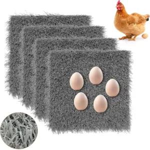 하밀레이 닭 둥지 패드 4개 세척 가능 및 재사용 가능한 닭장 인조 잔디 카펫 합성 매트 정원 침구용 작은