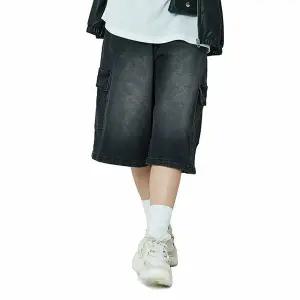 [보리보리/소이]여자 봄이월 6.5부원턱카고버뮤다블랙진(25F0292)