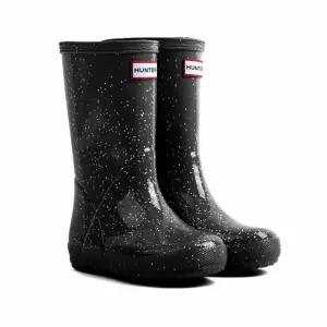 [토박스] (150-200mm) 헌터 키즈 퍼스트 자이언트 블랙 글리터 레인부츠 신발 HTKCG2TSFK22BLK