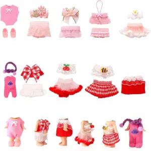 인형 의상 10세트 3인치/7.62cm 수집가의 의류 액세서리 귀여운 꽃 체리 꿀벌 드레스 장식 및 전시용 (핑크