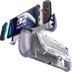 플립 스탠드가 있는 닌텐도 스위치 2 케이스용 뭄바 도킹 가능 타이탄 인체공학적 그립 보호 커버 게임