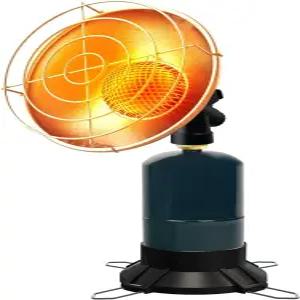 휴대용 프로판 히터 캠핑 6500 BTU 소형 전기 점화기 제어 밸브 접이식 다리 받침대 골프 카트 얼음 낚시