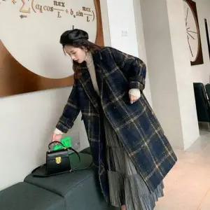 배색 RG48RS15 체크 야상 가디건 누빔 롱코트자켓 점퍼 박스핏