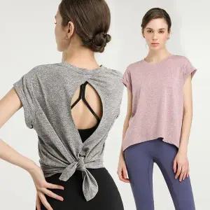 [하프클럽/]필라테스 요가 뒷태예쁜 크로스오버 쿨링 요가복상의