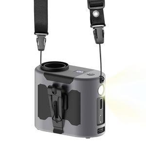 팬에 Tpsofy 휴대용 허리 클립, 야간 낚시, 캠핑을 위한 손전등 파워 뱅크로 충전 가능한 10000mAh 벨트 개인용 선풍기 - 야외 작업자, 스포츠 애호가를 5단 풍속 조절 그레이블랙