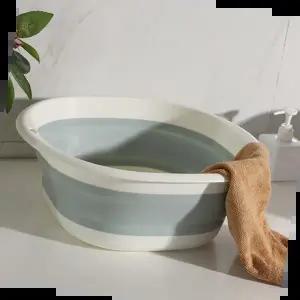 바스켓 접이식대야 둥근사각 세수대야 그레이(소형)