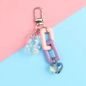 [하프클럽/]곰돌이 하트 키링 가방 장식 키홀더 투명 디자인 소품 열쇠고리