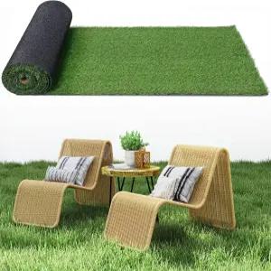 수의와우 3.3피트 x 33피트 대형 인조 잔디 러그 1.18인치 두꺼운 합성 매트 정원 조경견을 위한 배수구가