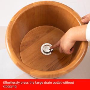 원목 족욕통 자동배수 뚜껑포함 깊이 가정용 모서리 보온형 25cm 둥근