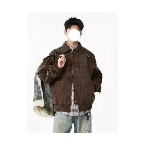 슬램덩크 남성 항공 점퍼 나염 가죽 재킷 칼라 빈티지 트렌드 집업 코트 HO1