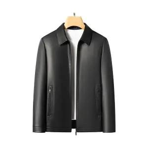 슬램덩크 남성 항공 점퍼 가을 가죽 아버지 코트 캐주얼 칼라 재킷 HO3