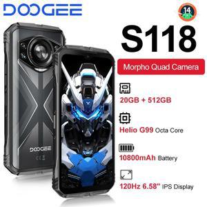 DOOGEE S118 러기드폰 6.58인치 FHD+ 화면, Helio G99 프로세서, 8GB RAM + 512GB 저장공간, 10800mAh 배터