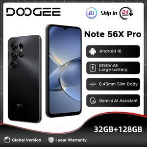 글로벌 버전 DOOGEE Note56X Pro 스마트폰 32GB+128GB 6150mAh 배터리 6.56인치 UNISOC T7225 13MP NFC 안