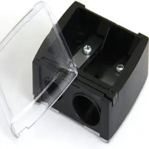 블랙 듀얼 홀 메이크업 연필깎이 라이너 커버가 있는 휴대용 화장품 도구 눈썹 연필