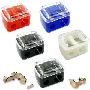 5 PCS 화장품 연필깎이 - 립 라이너 및 브로우 다양한 색상의 듀얼 홀 디자인 컴팩트하고 휴대하기 좋은