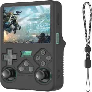 R36S 휴대용 랜야드 블랙 실리콘 보호 충격 게임기 커버 흡수 포함 케이스 스크래치 방지