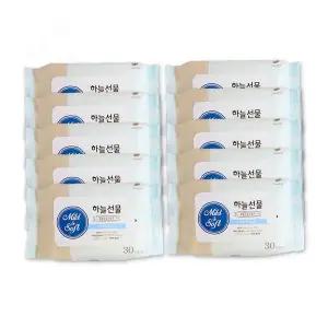 휴대용 파우치형 물티슈 30매 리필 10p 외출 여행 아기 유아 판촉 홍보 소형