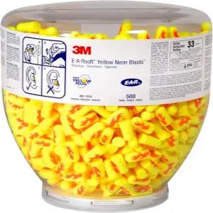 3M 이어 플러그 원터치 디스펜서용 500쌍/리필 병 E-A-Rsoft 옐로우 네온 블라스 391-1010 코드 없음