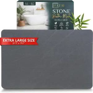 초대형 돌 목욕 매트 - (31.5인치 x 19.7인치) 흡수성 규조토 대형 미끄럼 방지 쉽고 빠르게 건조 긴 순간