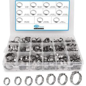 304 스테인리스 스틸 싱글 이어 호스 클램프와 핀치 11가지 사이즈 일정 크림프 스텝리스 링 어소트먼트 키