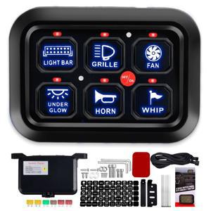 6갱 스위치 패널  자동 조광 가능 온-오프 LED 포드호환 터치 박스가 있는 범용 회로 제어 릴레이 시스템 f