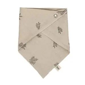 순면턱받이 국내제작 이중거즈 베이지풀잎 턱받이 스카프빕 순면