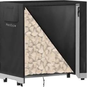 마스 커버 아웃도어 헤비 듀티 실내 장작 보관용 3피트 통나무 랙 콤보 세트 블랙 포함