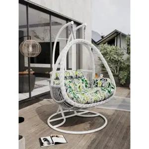 럭셔리 라탄 스윙체어 그네의자 바구니 태공의자 테라스 베란다 이중 화이트 업그레이드 두꺼운