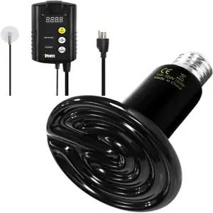 양서류 애완동물 및 인큐베이팅 치킨 블랙을 위한 심플 디럭스 150W 파충류 열 전구 화씨 40108도 디지털