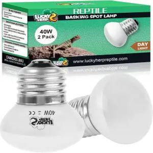 럭키 HERP 열 램프 전구 40W 파충류 2팩 일광욕 장소 카멜레온 뱀 도마뱀 거북이용 양서류
