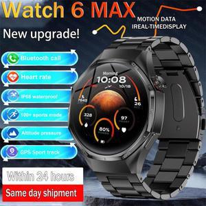 새로운 GT6 Pro 야외 스포츠 스마트워치 남성용 AMOLED HD 스크린 GPS 고도계 심박수 방수 블루투스 통화