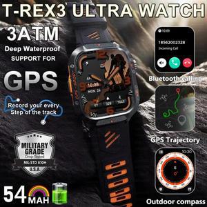 2025 신형 밀리터리 스마트워치 T-Rex 3 내장 GPS 나침반 고도계 기압계 IP69K 방수 피트니스 HD 통화 스마